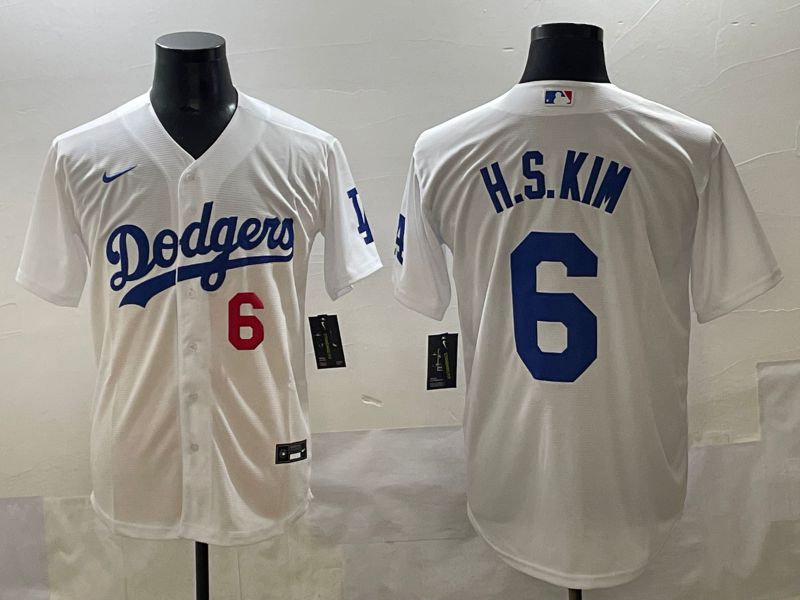 Men 2025 Los Angeles Dodgers 6 H.S.Kim White Game Nike MLB Jersey style 4